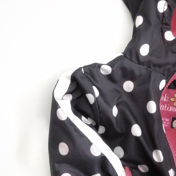 Pink Platinum Baby Girls' Infant 6-9m Polka Dot Outerwear Jacket, Fleece Lining - Picture 6 of 10